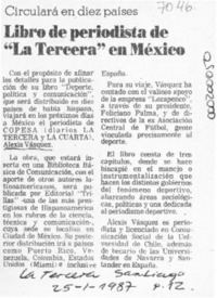 Libro de periodista de "La Tercera" en México  [artículo].