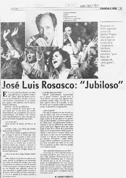 José Luis Rosasco "jubiloso"  [artículo] Carmen Mera O.