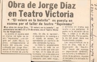 Obra de Jorge Díaz en Teatro Victoria