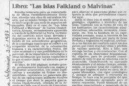 Libro, "Las Islas Falkland o Malvinas"  [artículo] Efraín Szmulewicz.