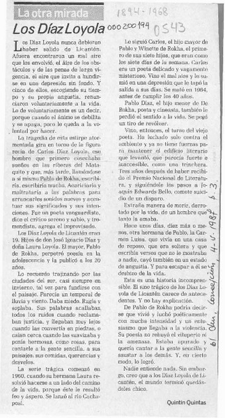 Los Díaz Loyola  [artículo] Quintín Quintas.