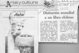Distinción mundial a un libro chileno  [artículo].