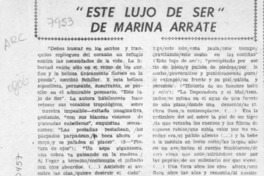 "Este lujo de ser", de Marina Arrate  [artículo] Marta Contreras.