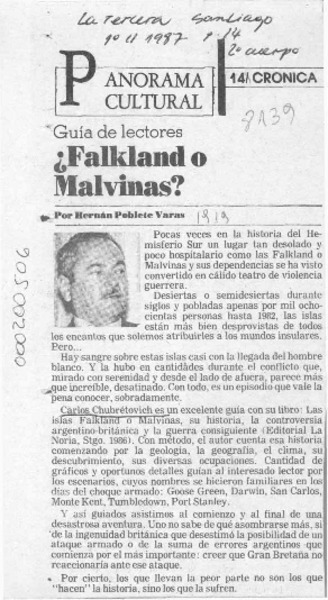 Falkland o Malvinas?  [artículo] Hernán Poblete Varas.