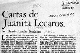 Cartas de Juanita Lecaros  [artículo] Hernán Larraín Fernández.