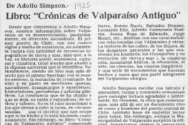 Libro, "Crónicas de Valparaíso antiguo"  [artículo] Efraín Szmulewicz.