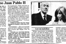 Borges y no Juan Pablo II  [artículo] Lillian Calm.