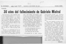 30 años del fallecimiento de Gabriela Mistral  [artículo] Trilico.