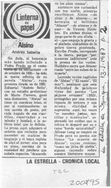 Alsino  [artículo] Andrés Sabella.