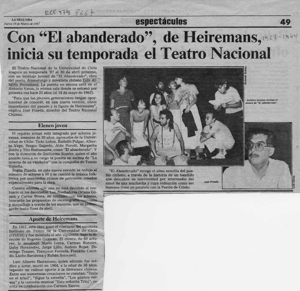 Con "El abanderado", de Heiremans, inicia su temporada el Teatro Nacional  [artículo].