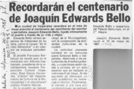 Recordarán el centenario de Joaquín Edwards Bello  [artículo].