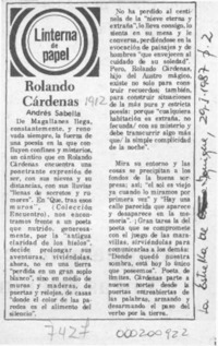 Rolando Cárdenas  [artículo] Andrés Sabella.
