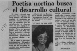 Poetisa nortina busca el desarrollo cultural  [artículo].