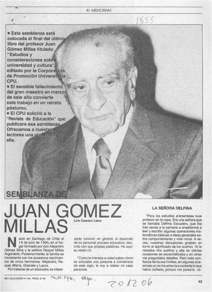 Semblanza de Juan Gómez Millas