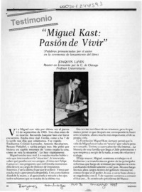 "Miguel Kast, pasión de vivir"  [artículo] Joaquín Lavín.