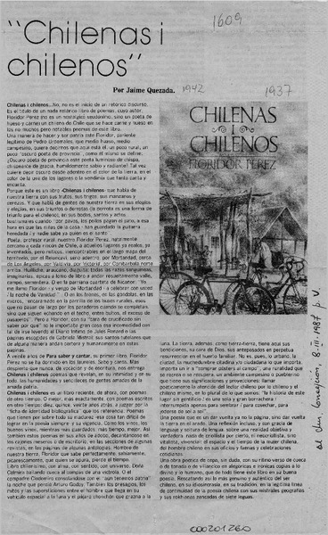 "Chilenas i chilenos"  [artículo] Jaime Quezada.