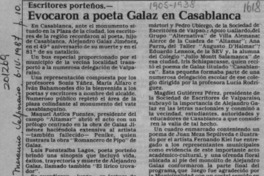 Evocaron a poeta Galaz en Casablanca  [artículo].