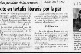 Exito en tertulia literaria por la paz  [artículo].