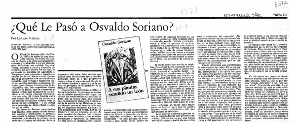Qué le pasó a Osvaldo Soriano  [artículo] Ignacio Valente.