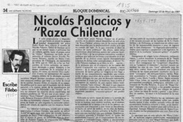 Nicolás Palacios y "Raza chilena"  [artículo] Filebo.