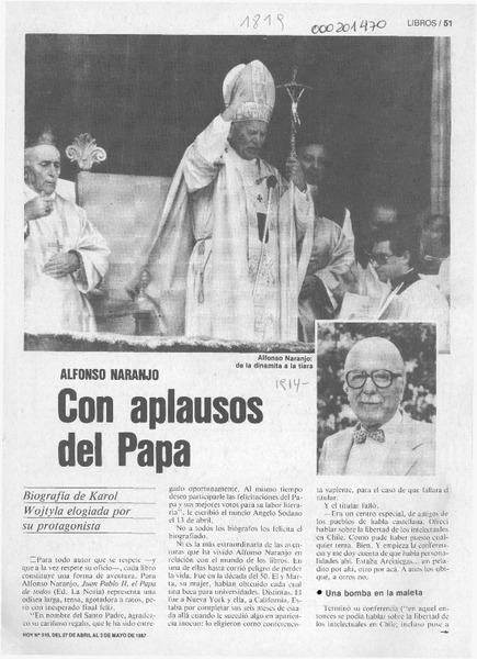 Con aplausos del Papa  [artículo].