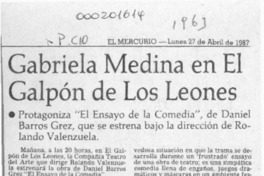 Gabriela Medina en El Galpón de Los Leones  [artículo].