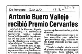 Antonio Buero Vallejo recibió Premio Cervantes  [artículo].