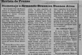Homenaje a Armando Braun en Buenos Aires  [artículo].