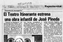 El Teatro Itinerante estrena una obra infantil de José Pineda  [artículo].