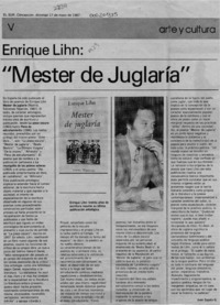 Enrique Lihn, "Mester de juglaría"  [artículo] Juan Zapata G.