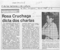Rosa Cruchaga dicta dos charlas