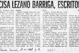 Narcisa Lezano Barriga, escritora  [artículo] Helio Venegas A.