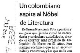Un colombiano aspira al Nóbel de Literatura  [artículo].