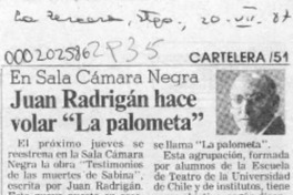 Juan Radrigán hace volar "La Palometa"  [artículo].