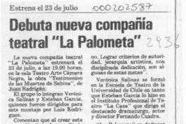 Debuta nueva compañía teatral "La Palometa"  [artículo].