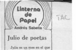 Julio de poetas  [artículo] Andrés Sabella.
