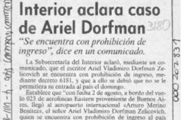 Interior aclara caso de Ariel Dorfman  [artículo].