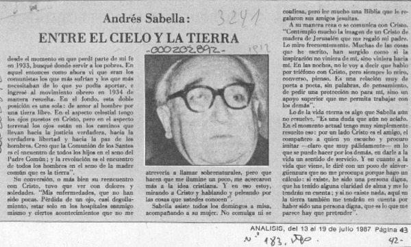 Andrés Sabella, entre el cielo y la tierra  [artículo].