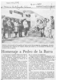 Homenaje a Pedro de la Barra  [artículo].