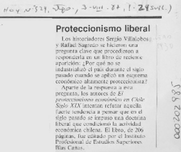 Proteccionismo liberal  [artículo].