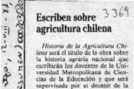 Escriben sobre agricultura chilena  [artículo].