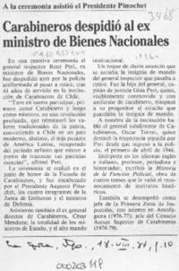 Carabineros despidió al ex ministro de Bienes Nacionales  [artículo].
