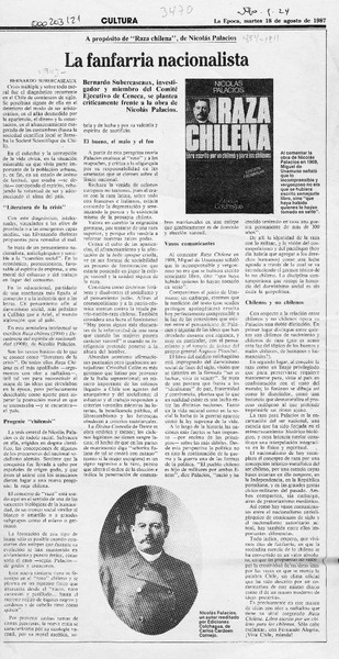 La fanfarria nacionalista  [artículo] Bernardo Subercaseaux.