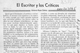 El escritor y los críticos  [artículo] Antonio Rojas Gómez.