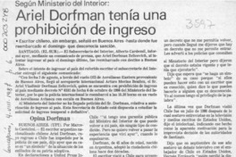 Ariel Dorfman tenía una prohibición de ingreso  [artículo].