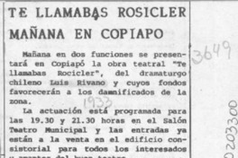 Te llamabas Rosicler mañana en Copiapó  [artículo].