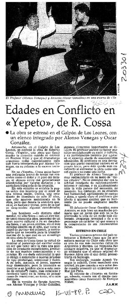 Edades en conflicto en "Yepeto", de R. Cossa  [artículo] J. A. M. H.