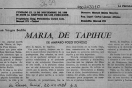 María de Tapihue  [artículo] José Vargas Badilla.