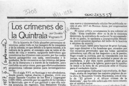 Los crímenes de la Quintrala  [artículo] Osvaldo Wegmann H.