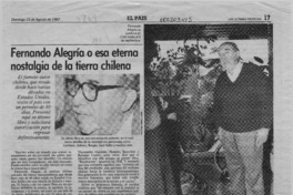 Fernando Alegría o esa eterna nostalgia de la tierra chilena